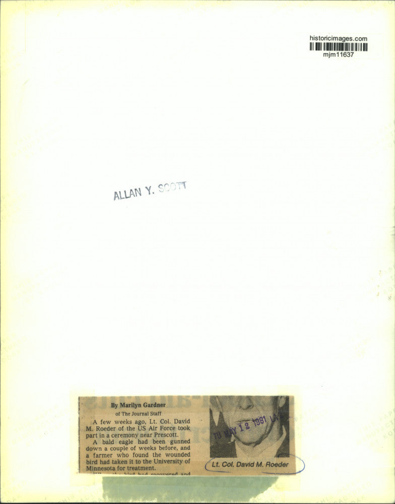 1981 Press Photo Lieutenant Colonel David M. Roeder of the US Air Force.