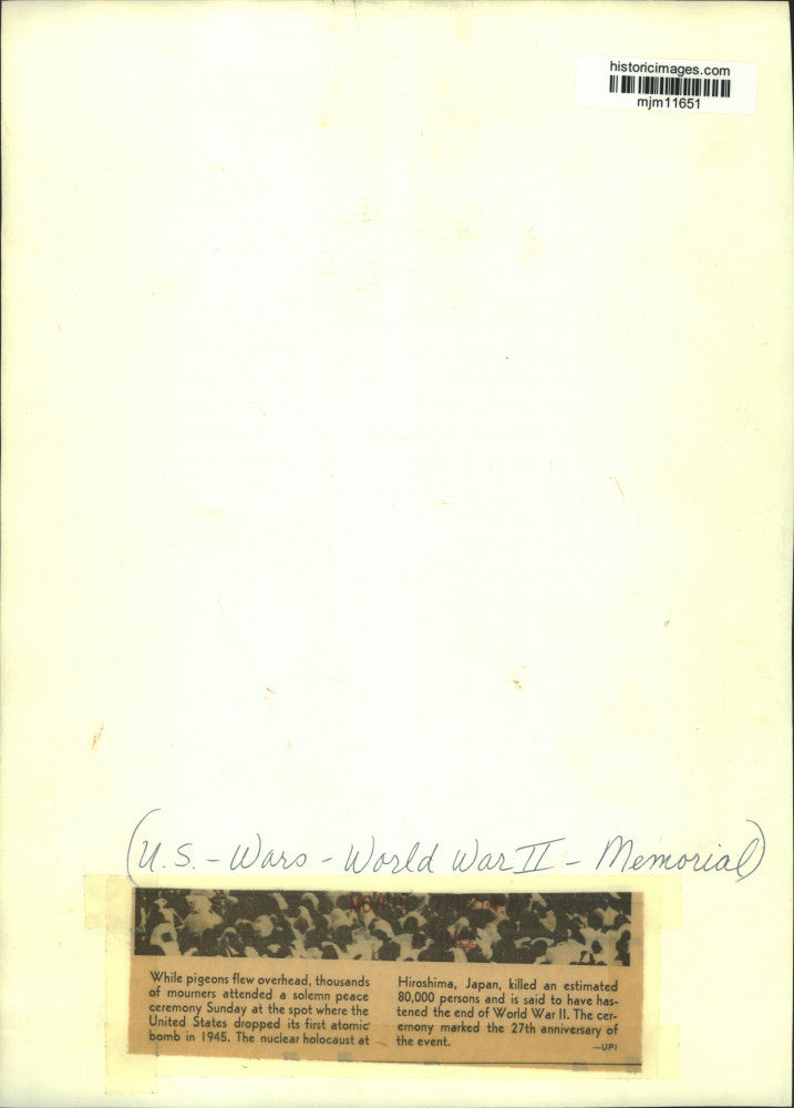 1972 Press Photo Ceremony in Hiroshima, Japan on anniversary of atomic attack