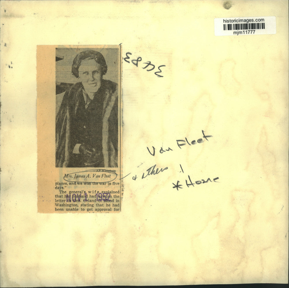 1950 Press Photo Mrs. James A. Van Fleet, wife of General Van Fleet - mjm11777