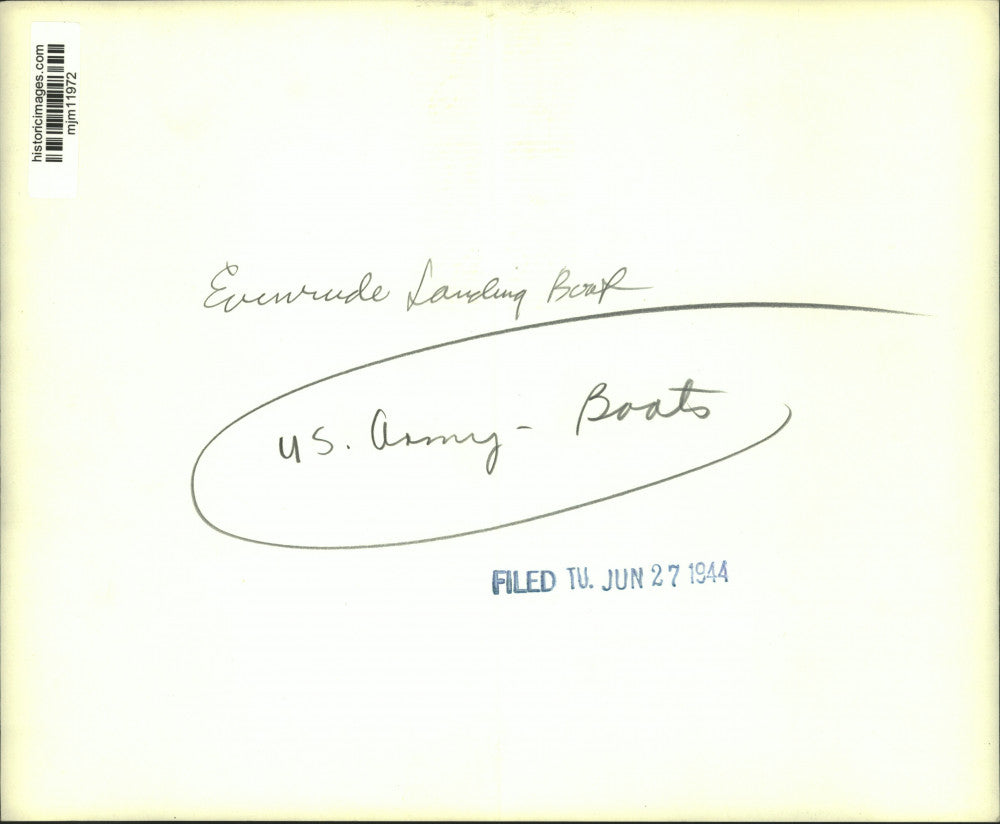 1944 Press Photo Soldiers in Evenrude Landing Boat for United States Army