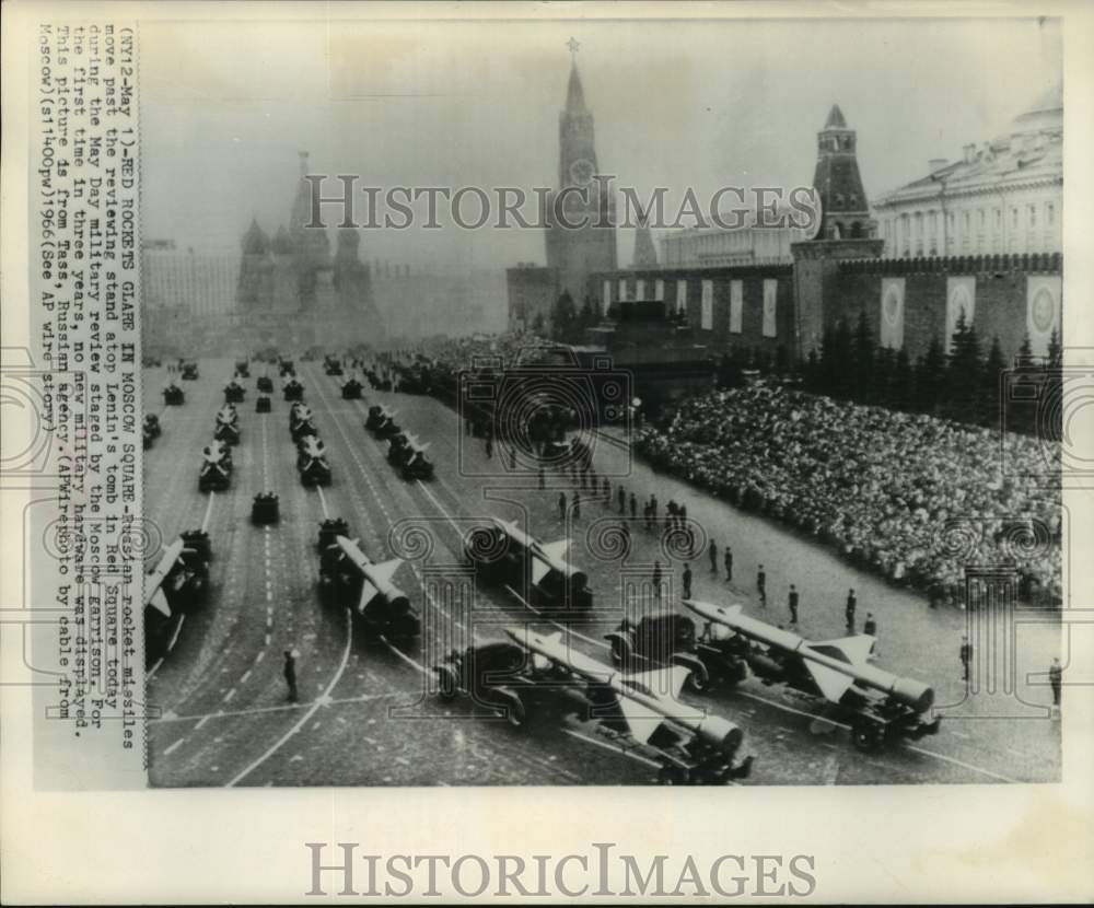 1966 Press Photo Russian rockets pass through Red Square during May Day parade