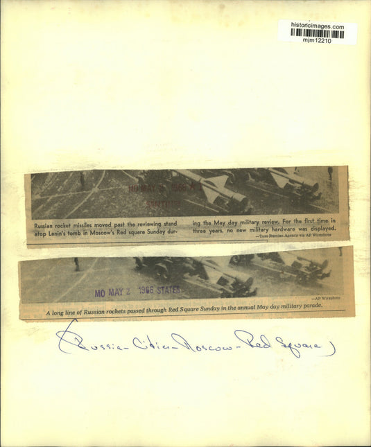 1966 Press Photo Russian rockets pass through Red Square during May Day parade