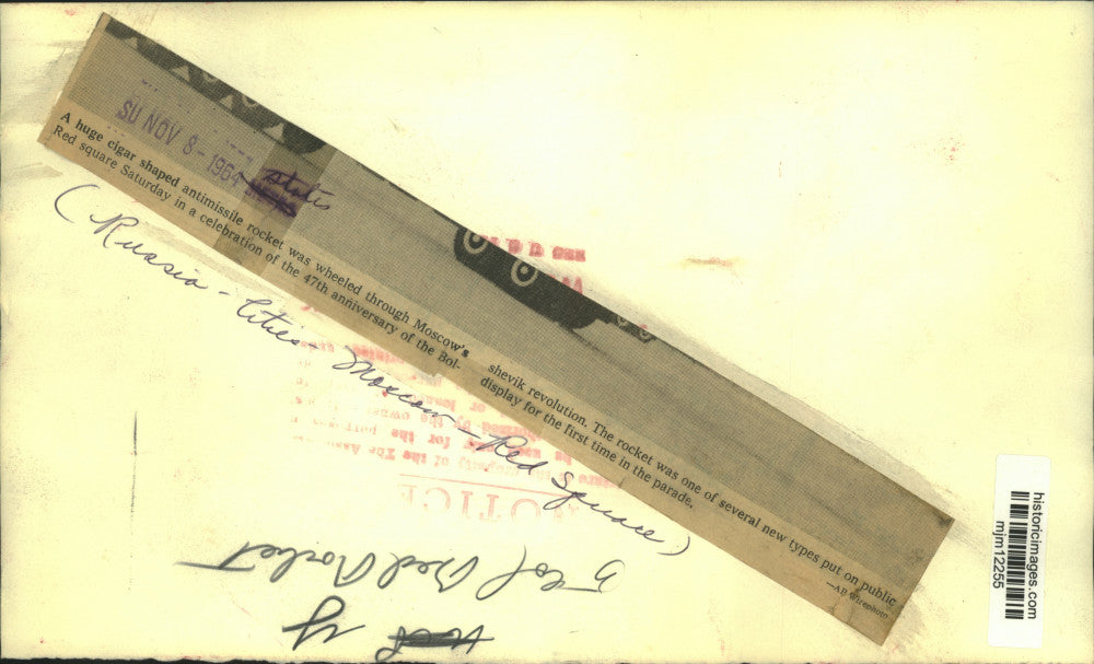 1964 Press Photo Anti-missile rocket on Moscow's Red Square in celebration.