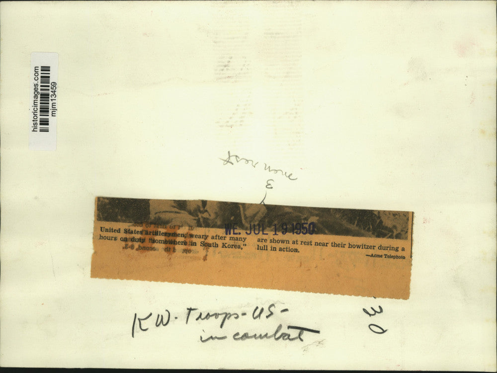 1950 Press Photo United States troops finally get some sleep in Korea.