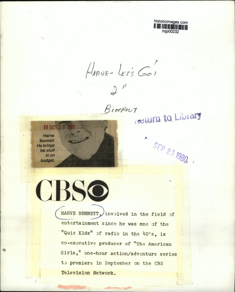 1980 Press Photo Harve Bennett co-executive producer of The American Girls