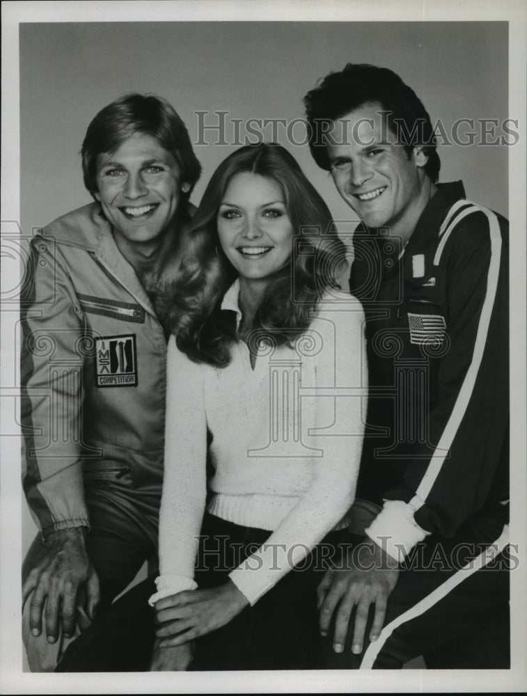 1980 Press Photo Steven Hanks, Michelle Pfeiffer &amp; Asher Brauner in B.A.D. Cats- Historic Images