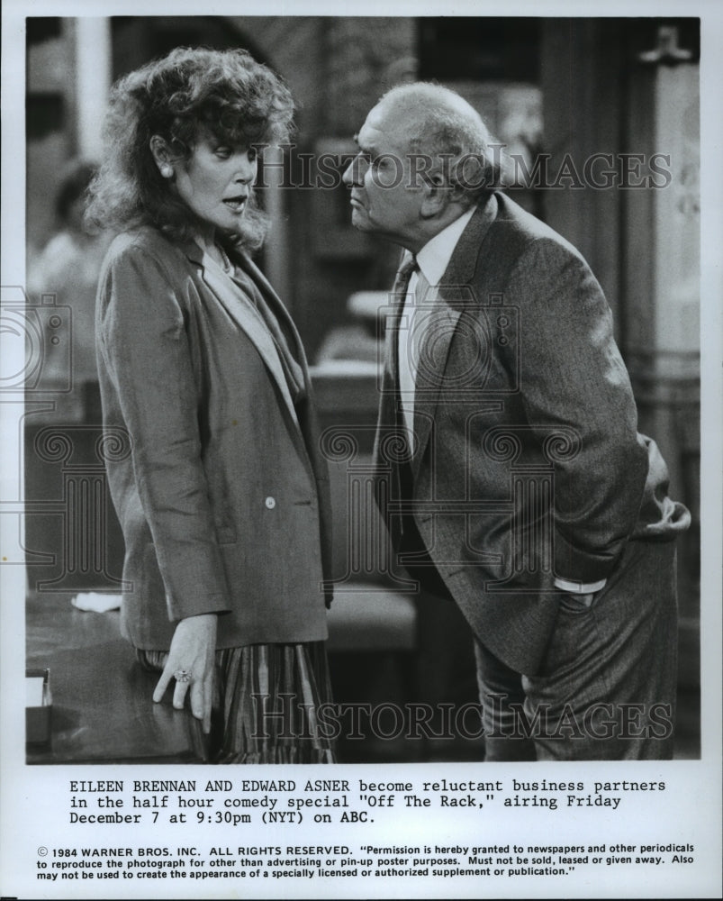 1984 Press Photo Eileen Brennan and Edward Asner in &quot;Off the Rack&quot; - mjp00417- Historic Images