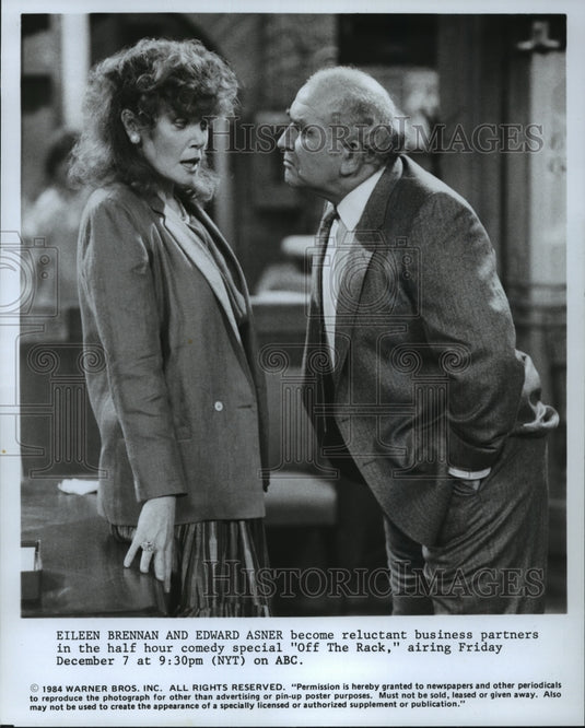1984 Press Photo Eileen Brennan and Edward Asner in "Off the Rack" - mjp00417- Historic Images