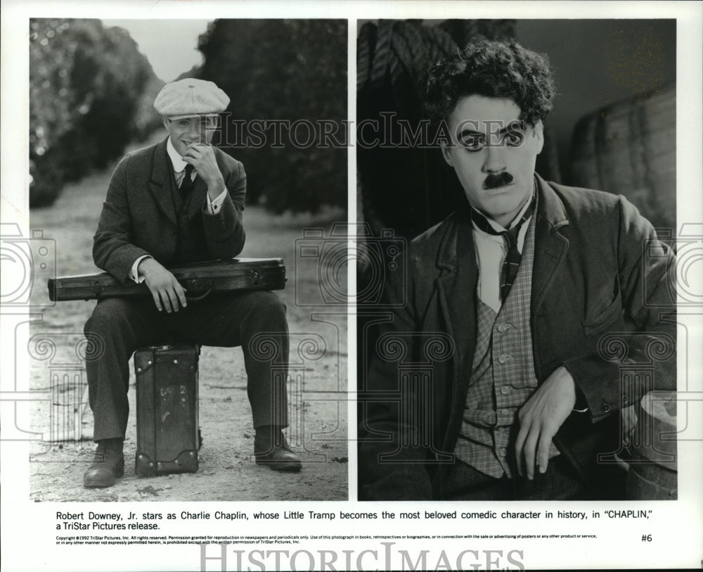 1992 Press Photo Robert Downey Jr. as Charlie Chaplin in Chaplin - mjp00543- Historic Images