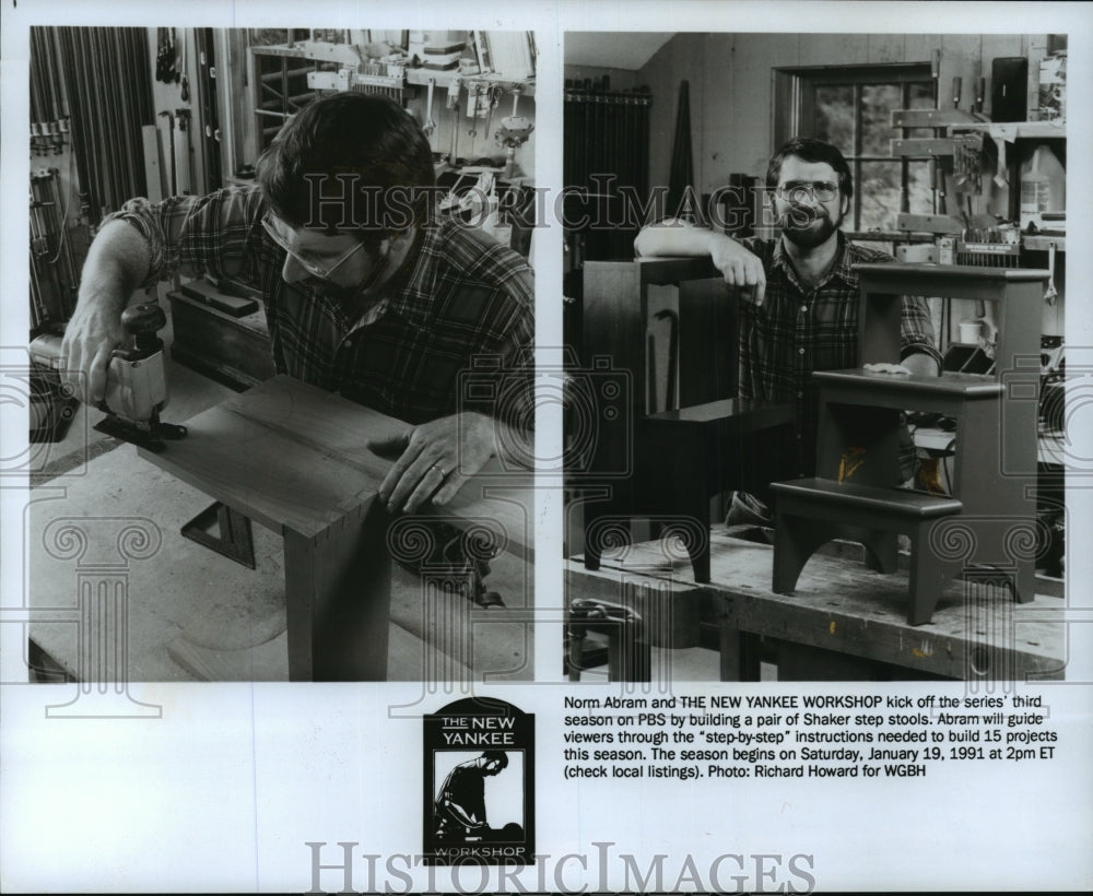 1991 Press Photo Norm Abram, master carpenter, finishing some projects- Historic Images