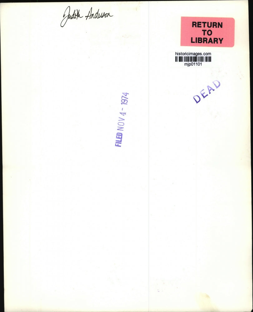 1974 Press Photo Dame Judtih Anderson Starring in The Chinese Prime Minister