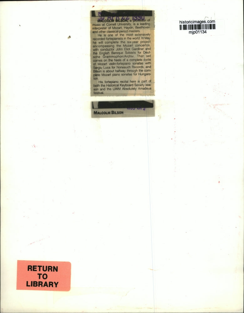 1990 Press Photo Malcolm Bilson, fortepianist - mjp01134