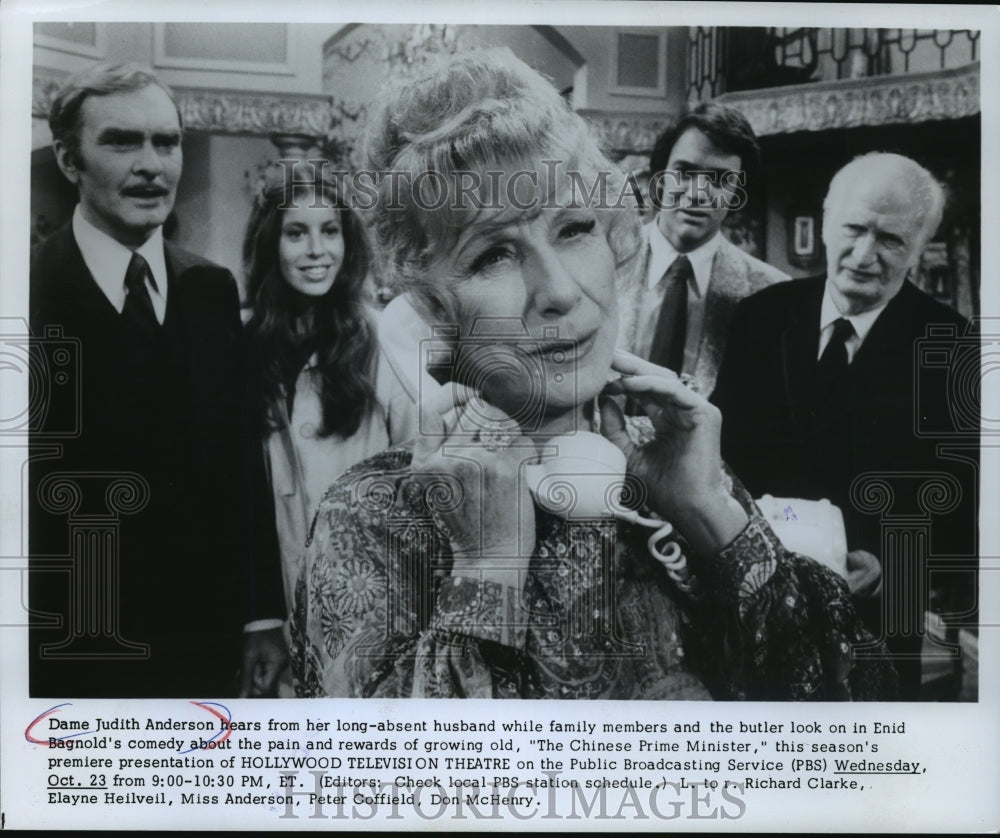 1974 Press Photo Dame Judith Anderson and others in &quot;The Chinese Prime Minister&quot;- Historic Images