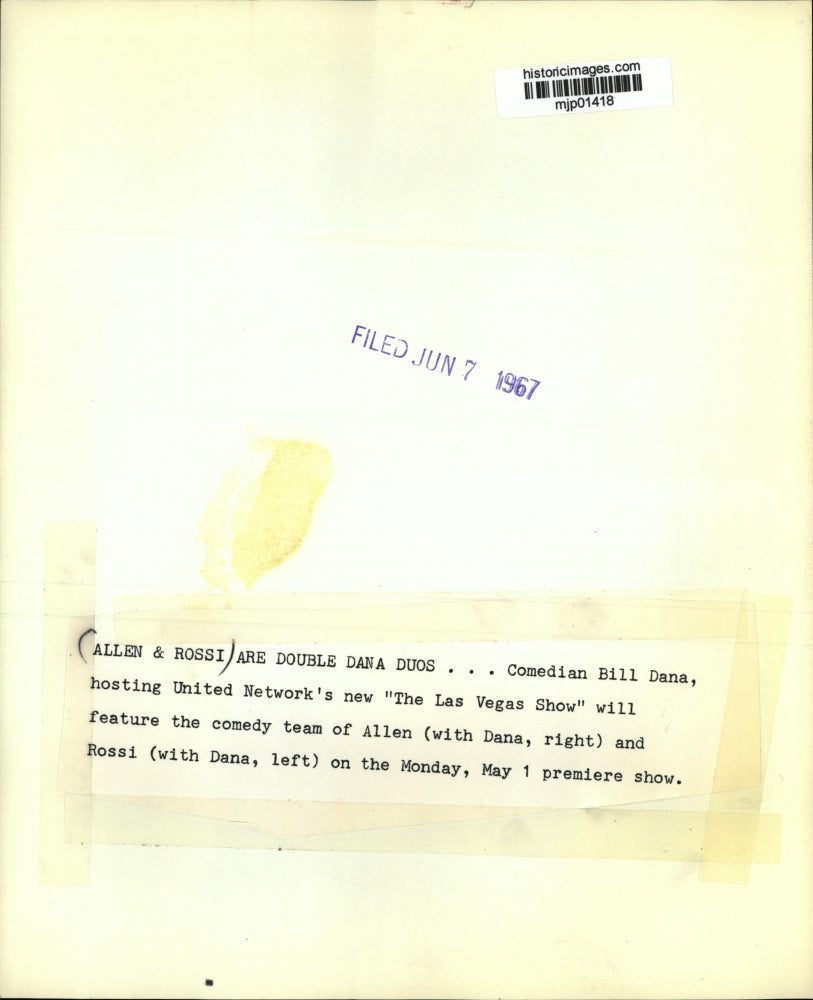 1967 Press Photo Allen & Rossi, comic duo - mjp01418