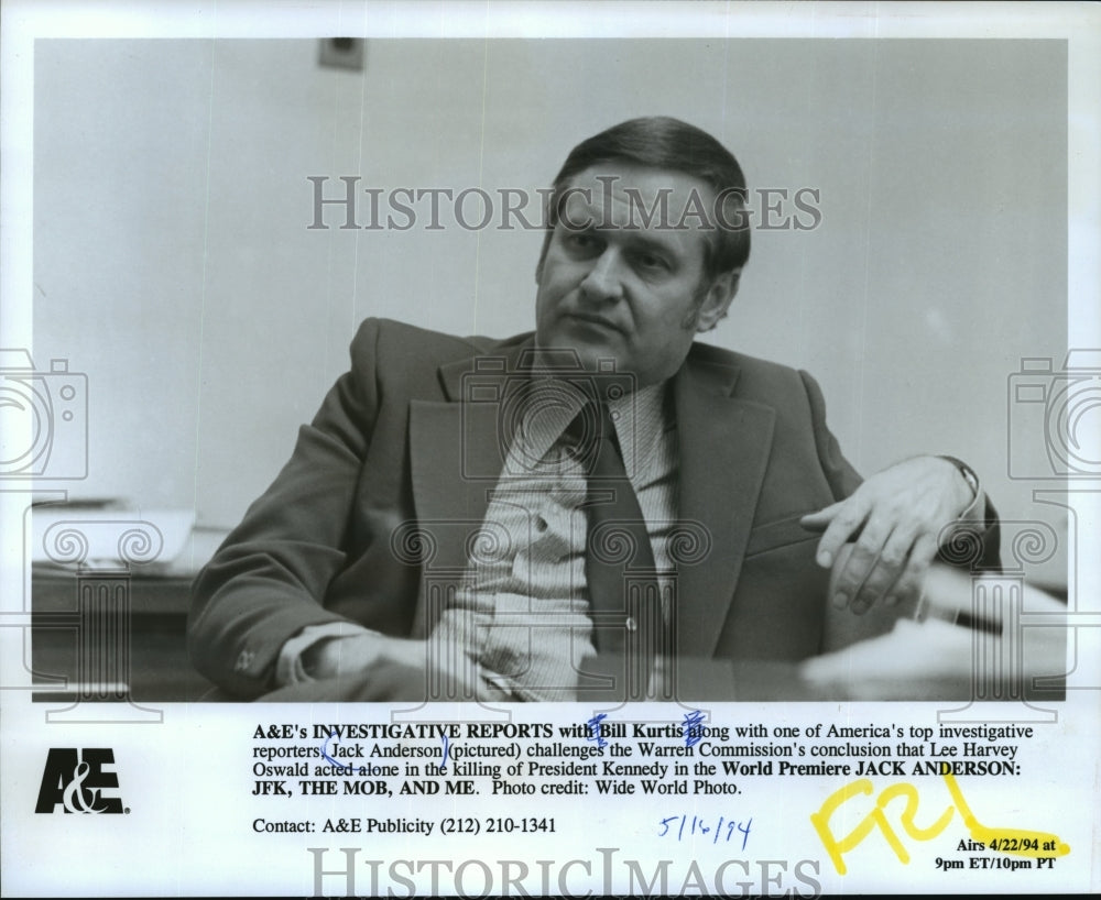 1994 Press Photo Jack Anderson, columnist - mjp01568- Historic Images