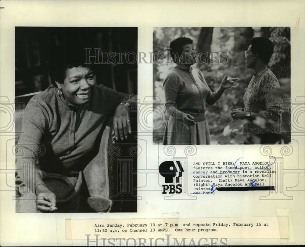 1985 Press Photo Maya Angelou in a revealing conversation with Nell Painter
