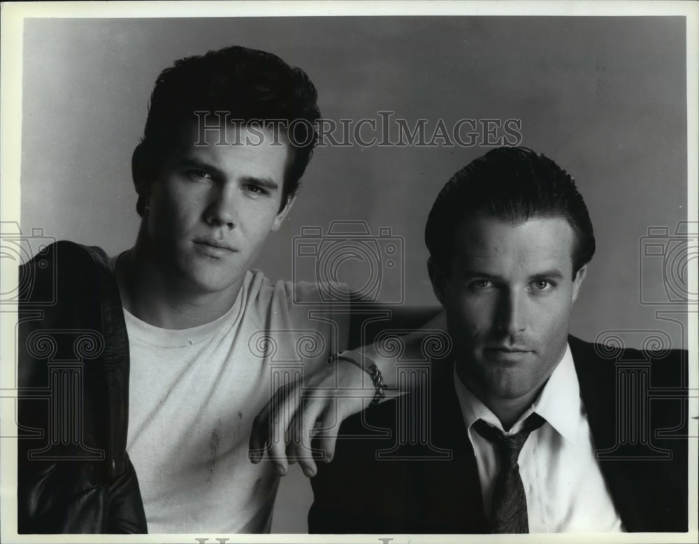 1987 Press Photo Josh Brolin and Michael Woods, actors - mjp01660- Historic Images