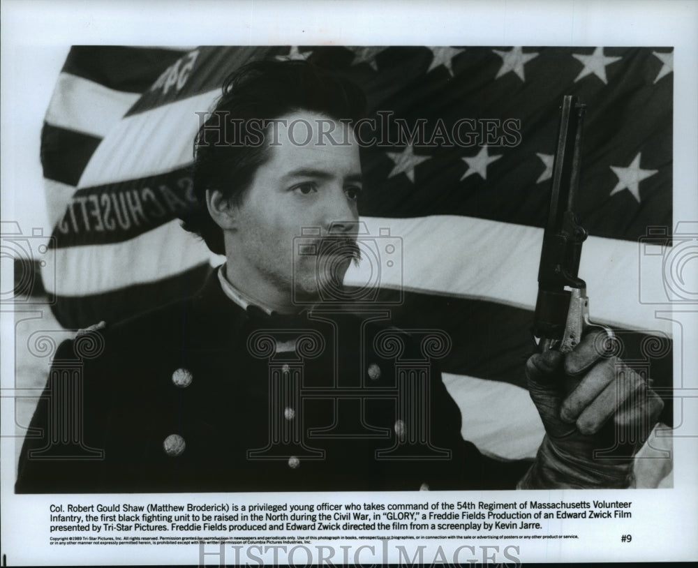 1990 Press Photo Matthew Broderick as Col. Robert Gould Shaw, in &quot;Glory&quot;- Historic Images