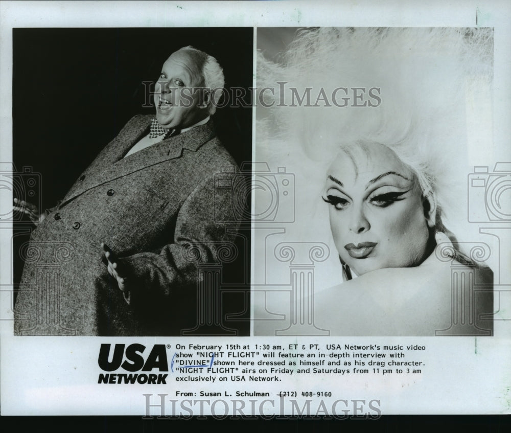 1988 Press Photo Divine, dressed as himself and as his drag character- Historic Images