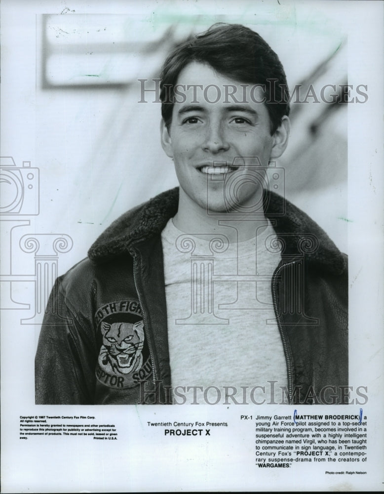 1987 Press Photo Matthew Broderick as Jimmy Garrett in &quot;Project X&quot; - mjp02132- Historic Images