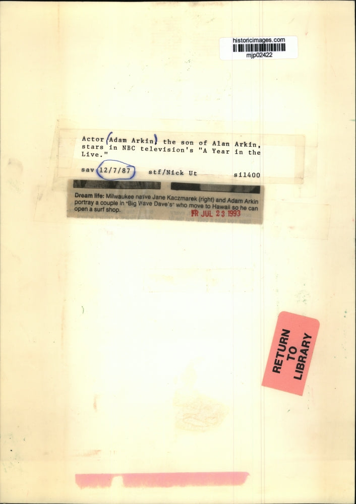 1987 Press Photo Actor Adam Arkin in "A Year in the Live" - mjp02422