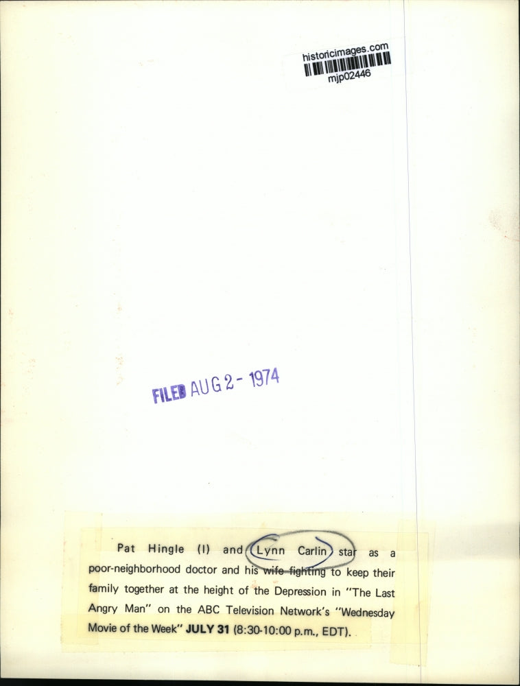 1974 Press Photo Pat Hingle and Lynn Carlin in "The Last Angry Man" - mjp02446