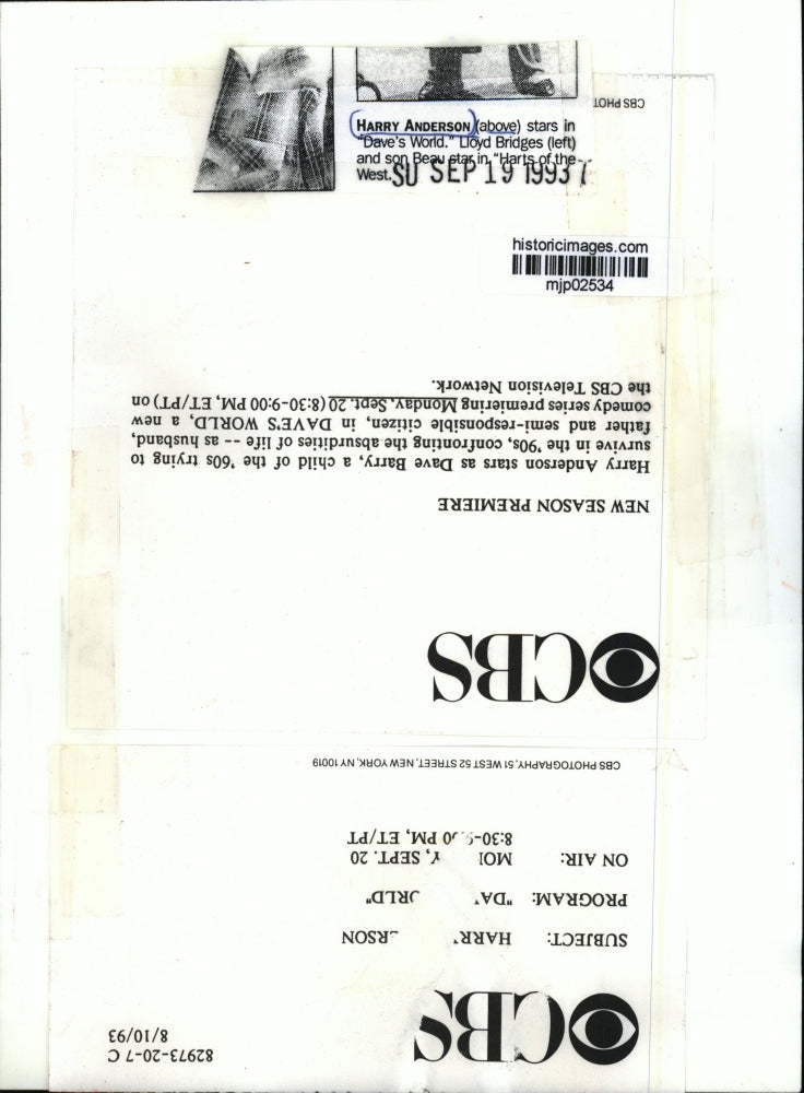 1993 Press Photo Harry Anderson as Dave Barry in "Dave's World" - mjp02534