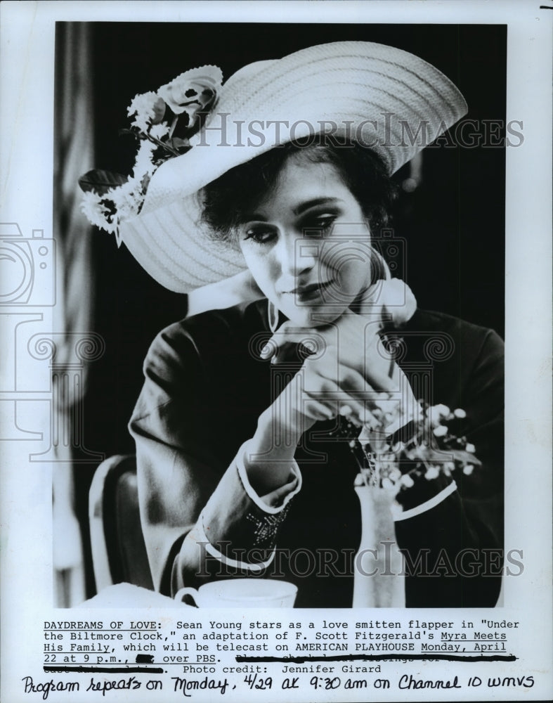 1985 Press Photo Sean Young in &quot;Under The Biltmore Clock&quot; - mjp02807- Historic Images