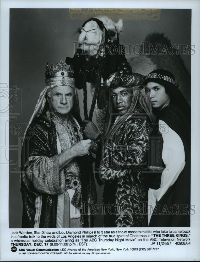 1987 Press Photo Stan Shaw, J. Warden and L. Diamond Phillips in The Three Kings
