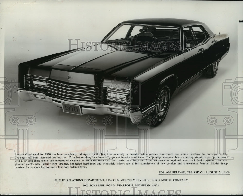 1969 Press Photo 1970 Lincoln Continental - mjp02988- Historic Images