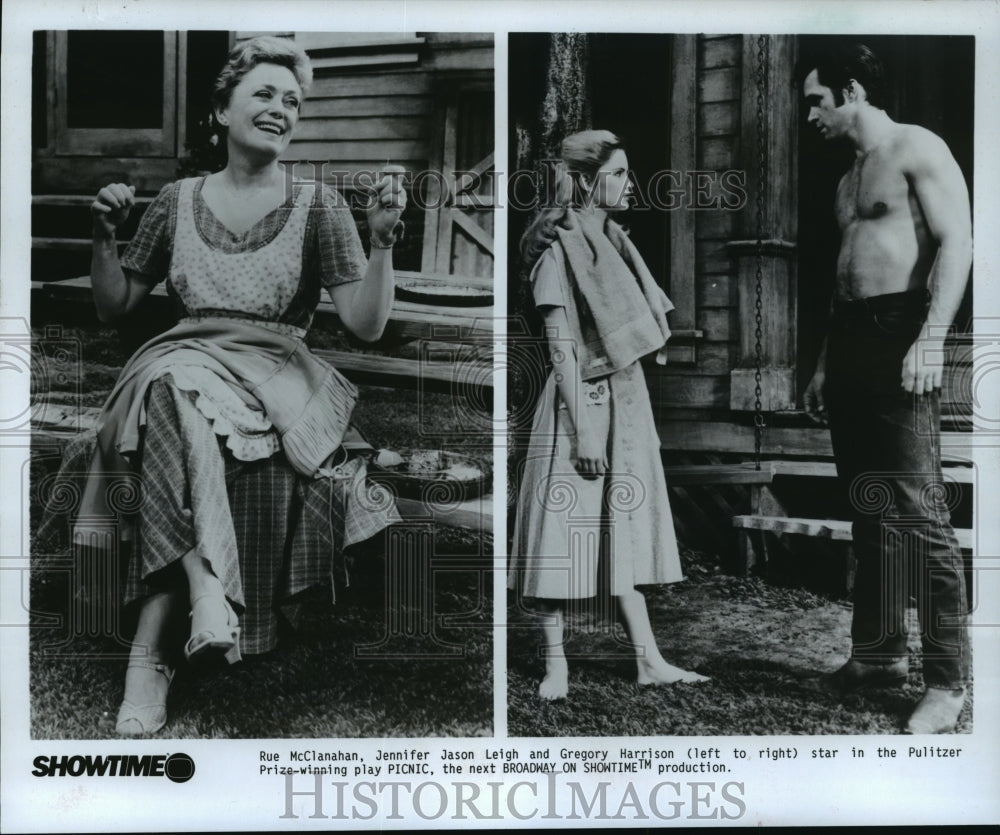 1986 Press Photo Rue McClanahan, Jennifer Jason Leigh and Gregory Harrison- Historic Images