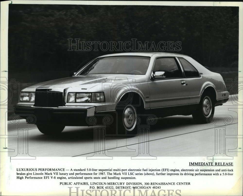 1987 Press Photo Lincoln Mark VII LSC - mjp03255- Historic Images