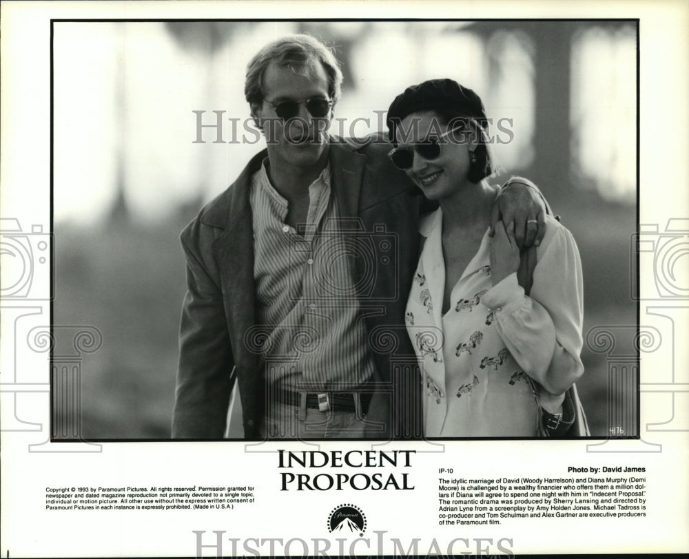 1993 Press Photo Woody Harrelson and Demi Moore in &quot;Indecent Proposal&quot;- Historic Images