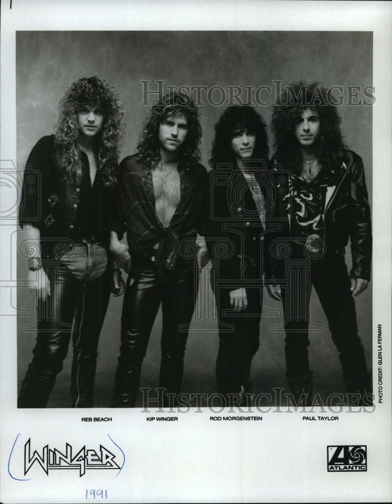 Load image into Gallery viewer, 1991 Press Photo Winger, Reb Beach, Kip Winger, Rod Morgenstein, Paul Taylor
