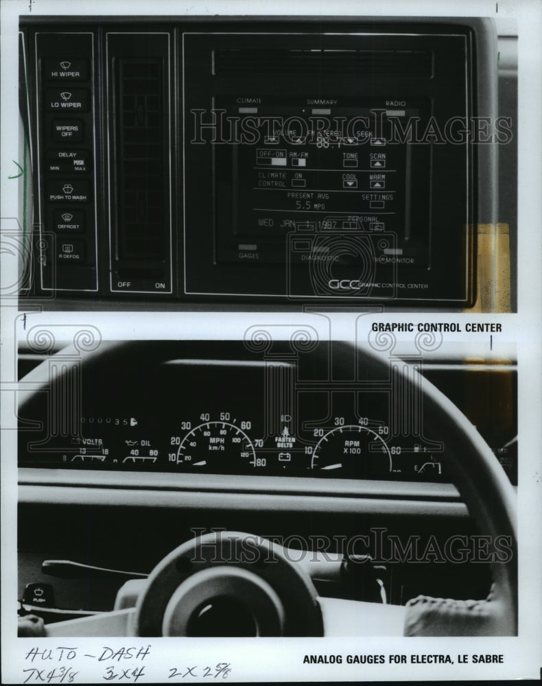 1987 Press Photo Graphic Control Center and Analog Gauges for Buick - mjp03578