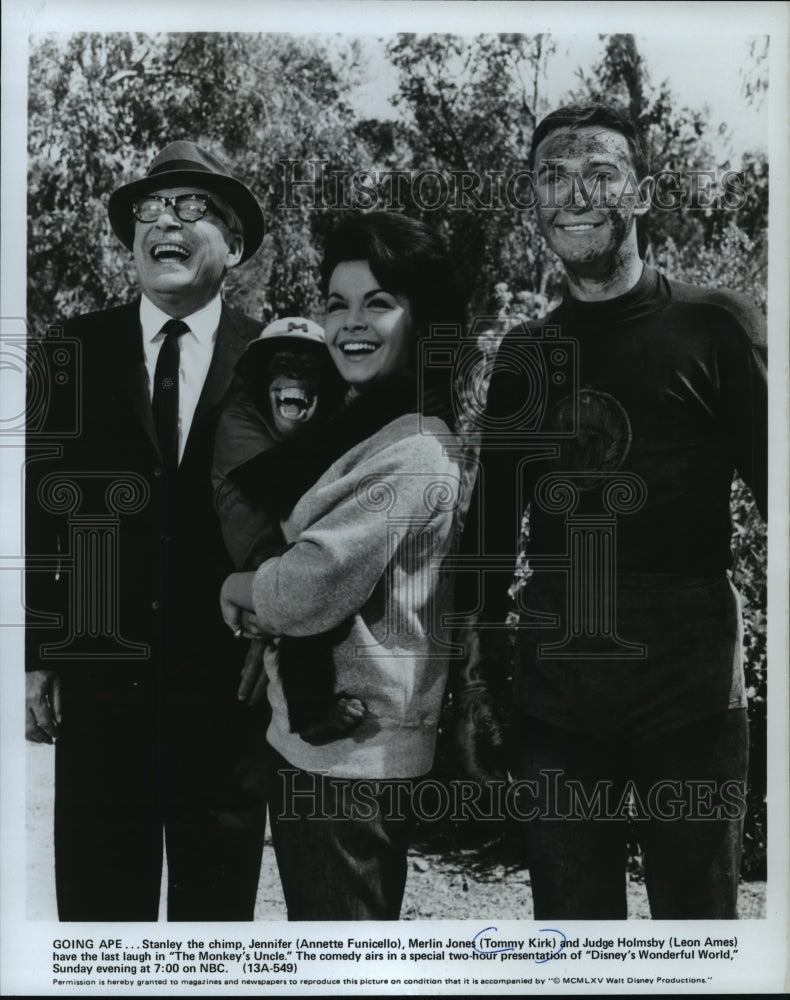 1980 Press Photo Annette Funicello, Tommy Kirk &amp; Leon Ames on Disney - mjp03732- Historic Images