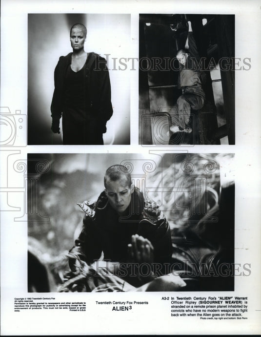 1993 Press Photo Sigourney Weaver as Warrant Officer Ripley in "Alien3"- Historic Images