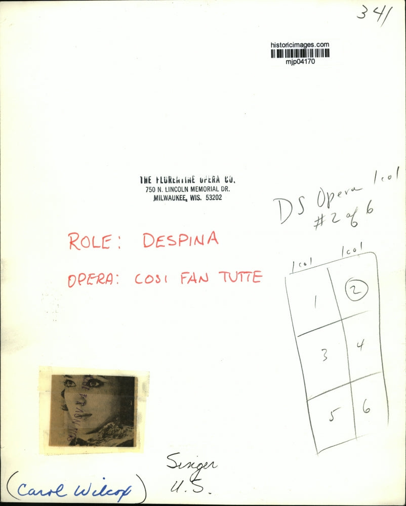 1971 Press Photo Carol Wilcox in Cosi Fan Tutte. - mjp04170