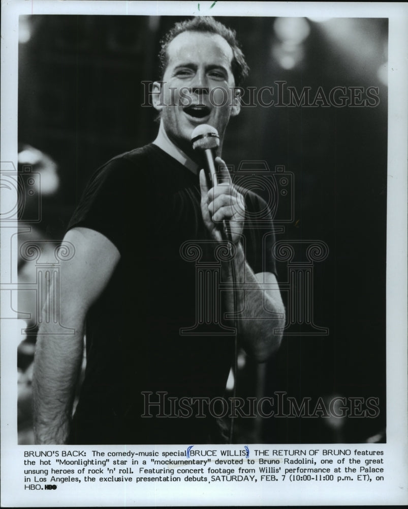 1987 Press Photo Bruce Willis in Bruce Willis: The Return of Bruno. - mjp04238- Historic Images