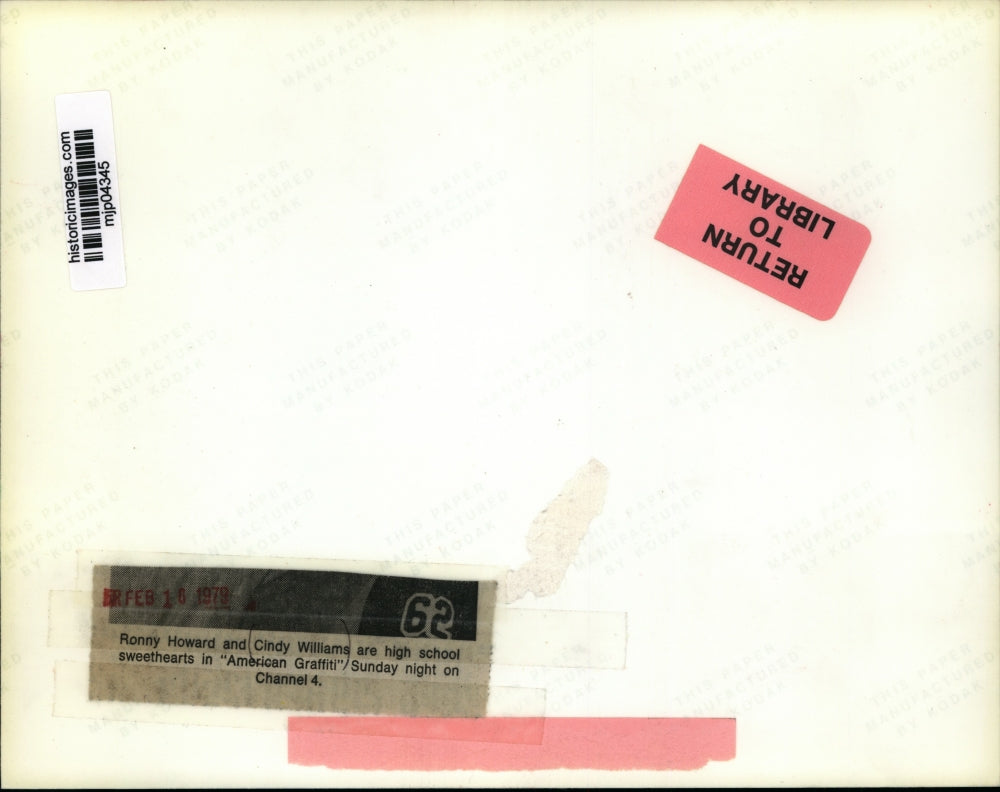 1979 Press Photo Ron Howard and Cindy Williams in American Graffiti. - mjp04345