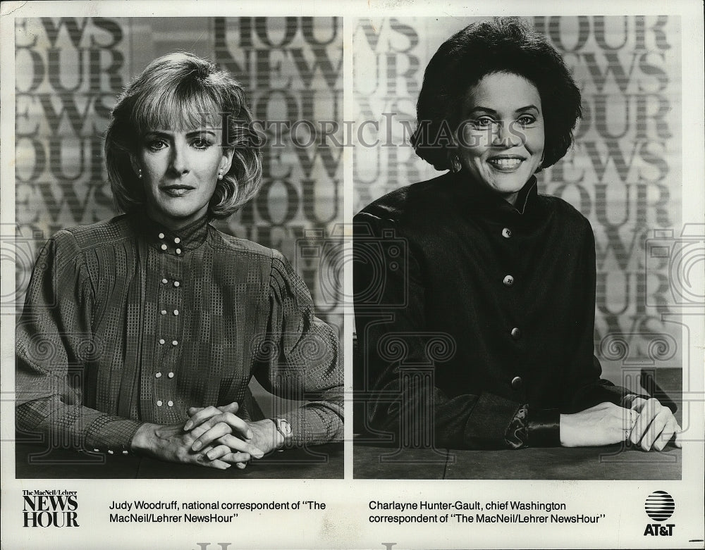 1993 Press Photo Judy Woodruff &amp; Charlayne Hunter-Gault on MacNeil/Lehrer News- Historic Images