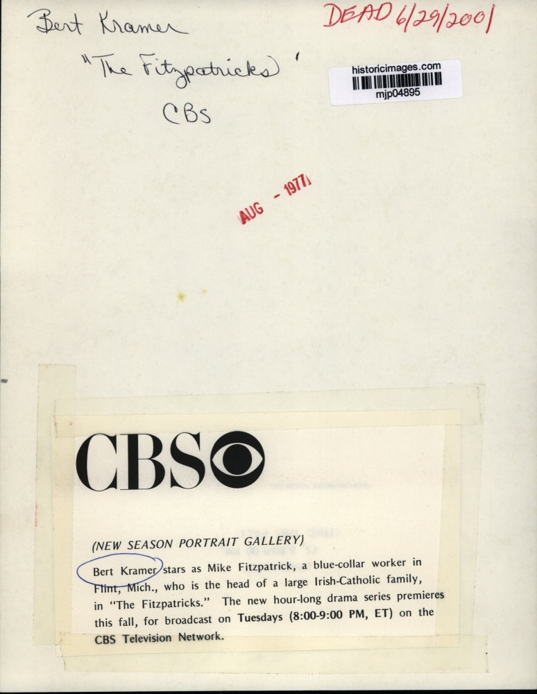 1977 Press Photo Bert Kramer in The Fitzpatricks. - mjp04895