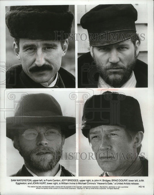 1981 Press Photo Sam Waterston, Jeff Bridges and John Hurt in Heaven's Gate.- Historic Images