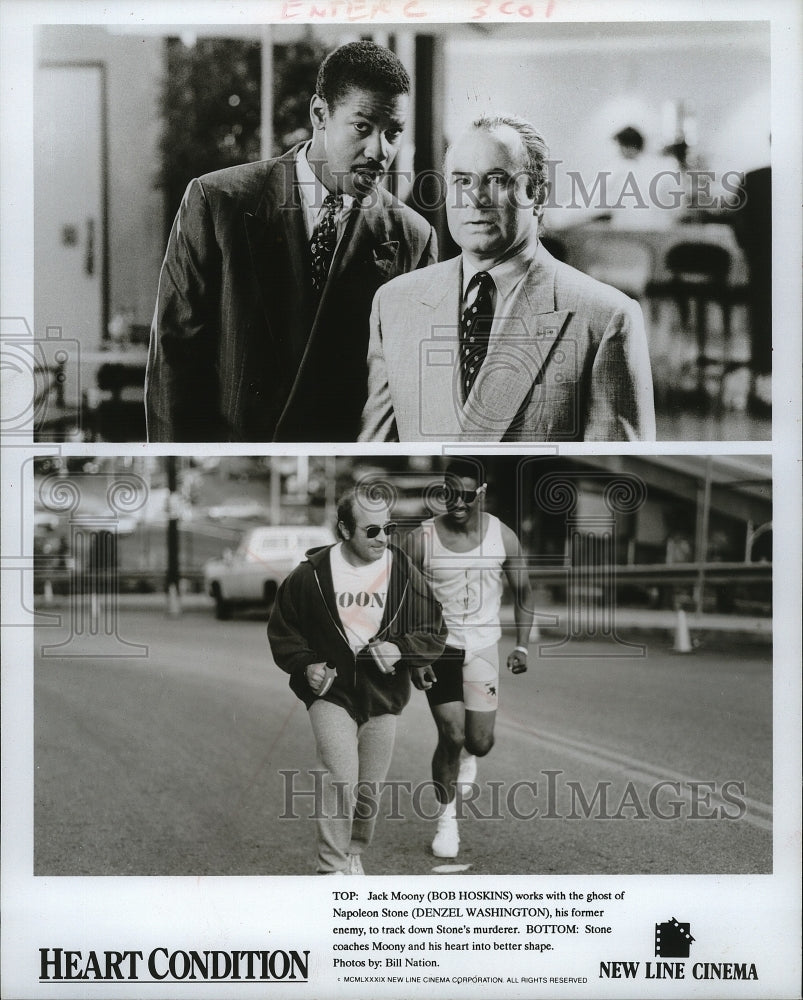 1989 Press Photo Bob Hoskins and Denzel Washington in Heart Condition.- Historic Images