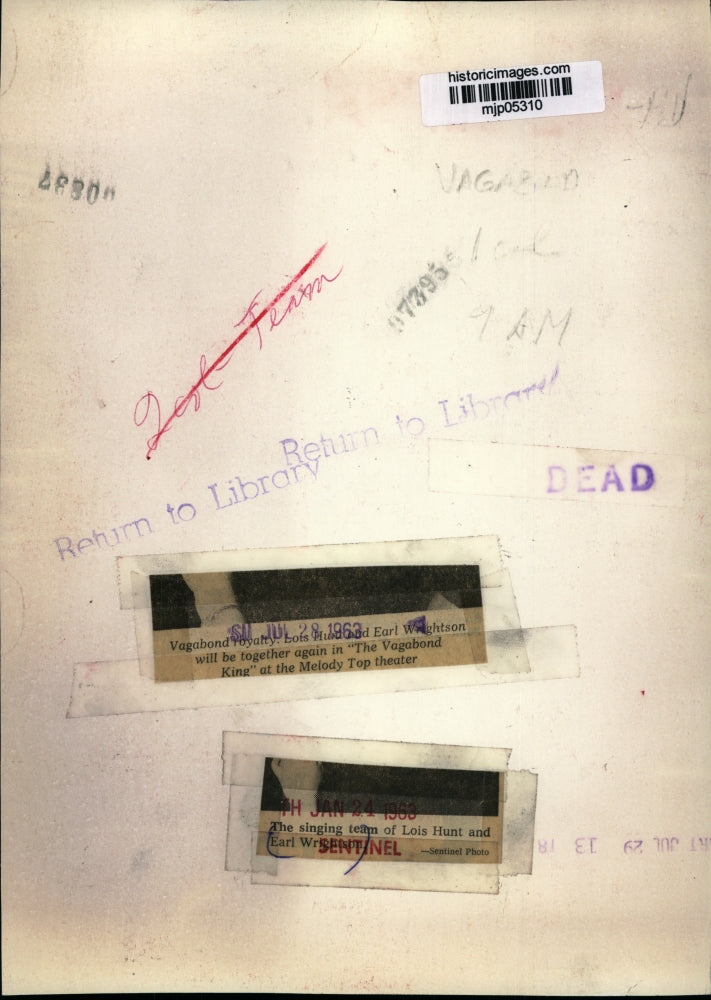 1963 Press Photo Earl Wrightson and Lois Hunt, singers. - mjp05310