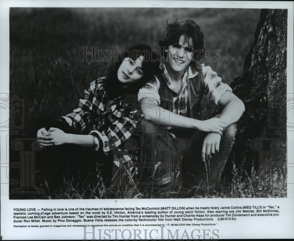 1982 Press Photo Matt Dillon and Meg Tilly in the movie Tex. - mjp05810