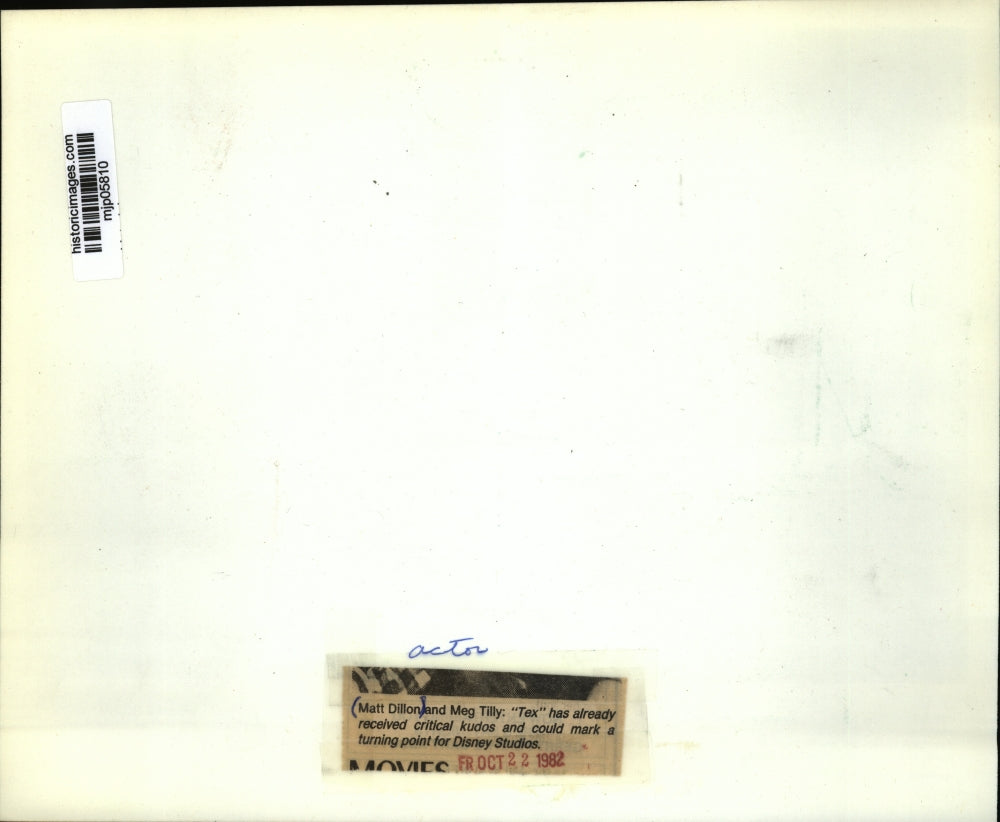 1982 Press Photo Matt Dillon and Meg Tilly in the movie Tex. - mjp05810