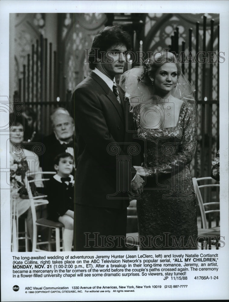1988 Press Photo Jean LeClerc and Kate Collins in All My Children, on ABC.- Historic Images