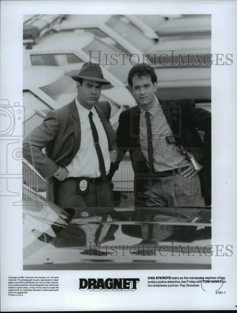 1987 Press Photo Tom Hanks and Dan Aykroyd star in Dragnet. - mjp06562- Historic Images