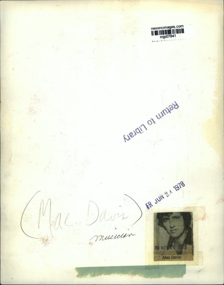 1978 Press Photo Mac Davis, Musician - mjp07841